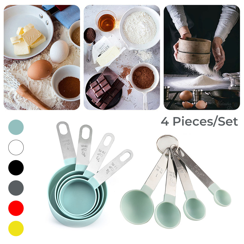 Stainless Steel 4 Pack Measuring Spoon and Cup Set
