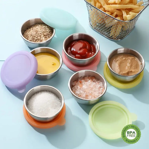 6-Pack Stainless Steel Sauce Cups with Lids