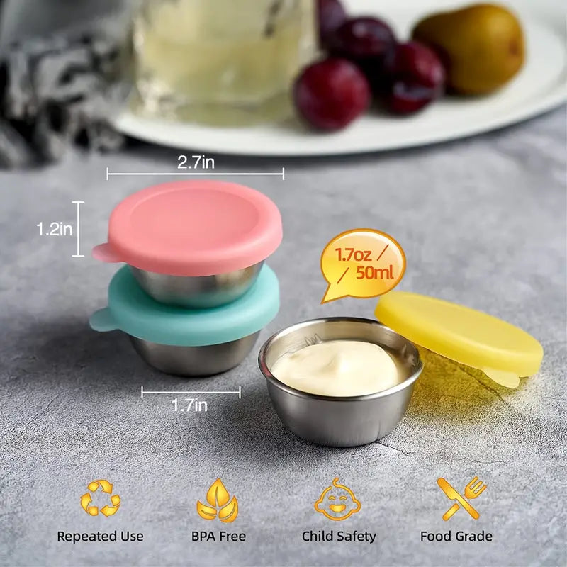 6-Pack Stainless Steel Sauce Cups with Lids