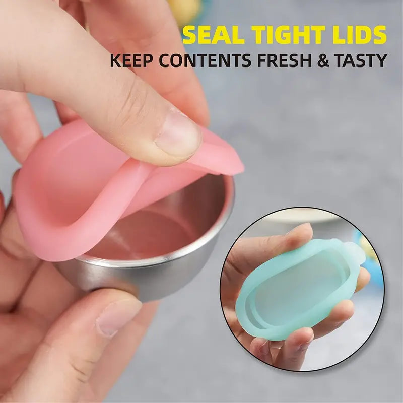 6-Pack Stainless Steel Sauce Cups with Lids