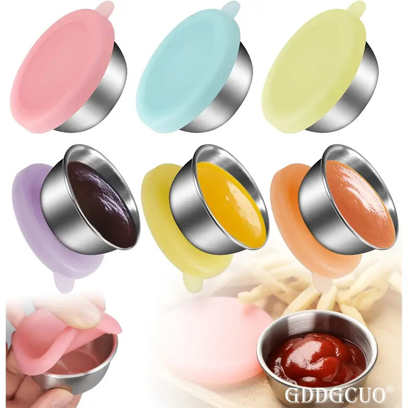 6-Pack Stainless Steel Sauce Cups with Lids